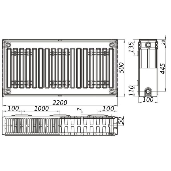 Радиатор панельный стальной KALITE 22 500х2200 мм