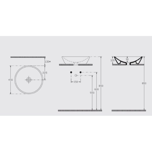 Умывальник накладной Isvea SistemaY Soft 450×450