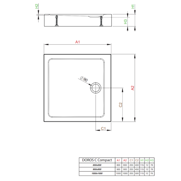 Душевой поддон Radaway Doros C Compact Stone 90х90 см