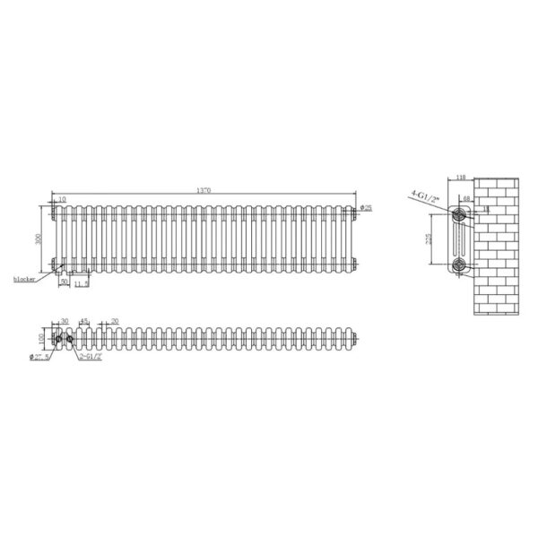 Дизайнерский радиатор отопления ARTIDESIGN Bari III G 30/300/1370/50