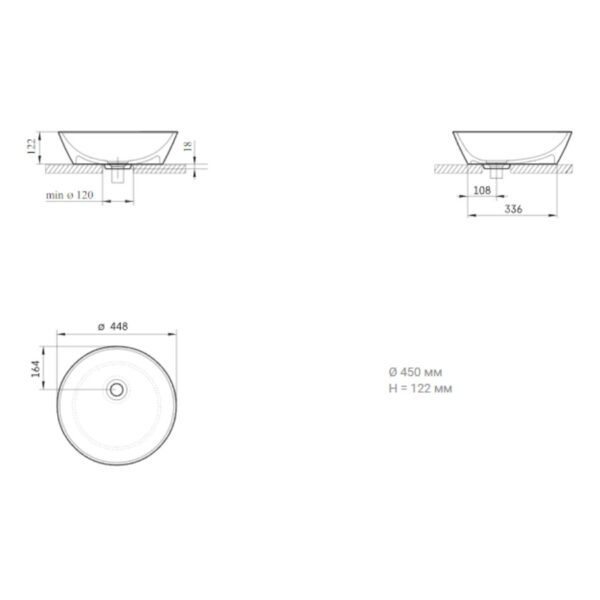 Умывальник накладной PAA Deco 450x450