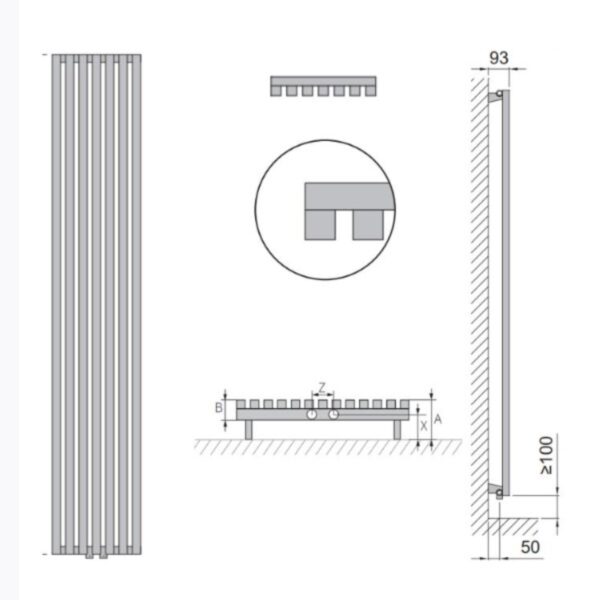 Дизайнерский радиатор отопления ISAN Octava Double 1800x462 вертикальный