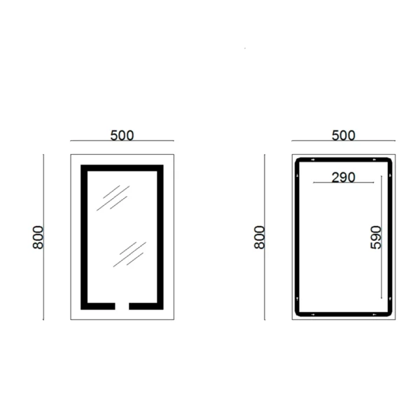 Зеркало Lidz Kubis настенное прямоугольное с LED-подсветка Touch и антизапотеванием 800x500 LD78LF9365080