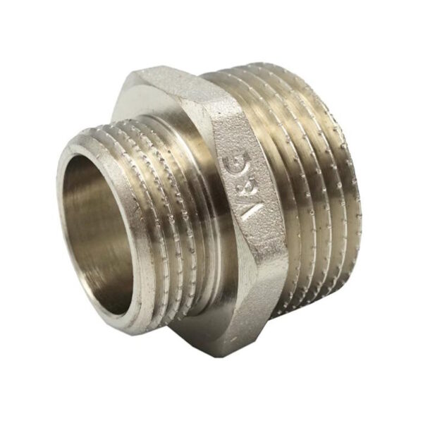 Ниппель редукционный V&G 3/8"x1/4" НН никелированный