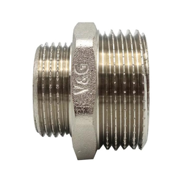 Ниппель редукционный V&G 3/8"x1/4" никелированный