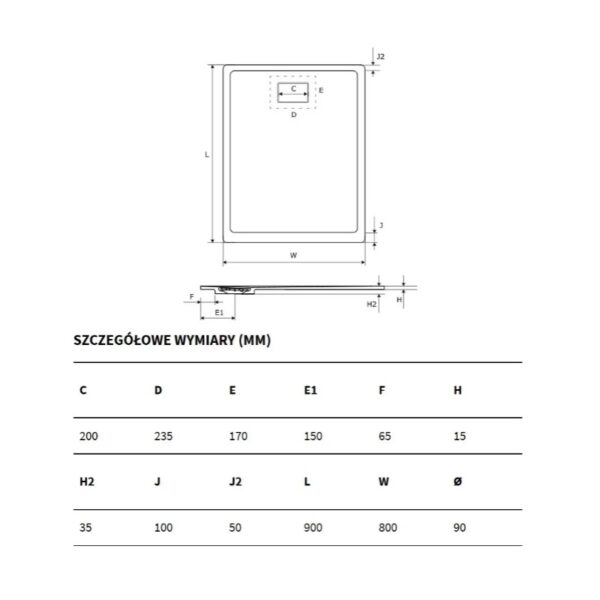 Душевой поддон Excellent Lavano 900×800 низкий