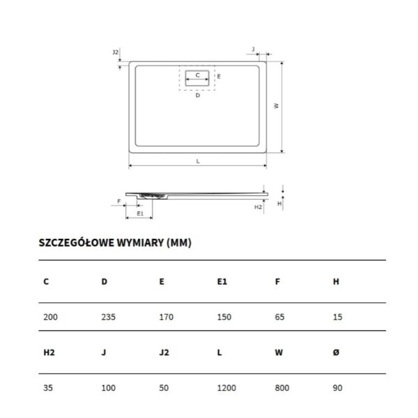 Душевой поддон Excellent Lavano 1200×800