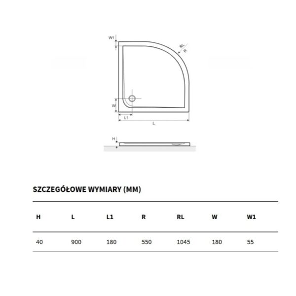 Душевой поддон Excellent Sense X 900×900 низкий полукруглый