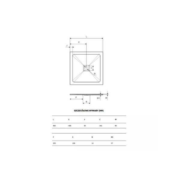 Душевой поддон Excellent Arda 900×900 низкий квадратный