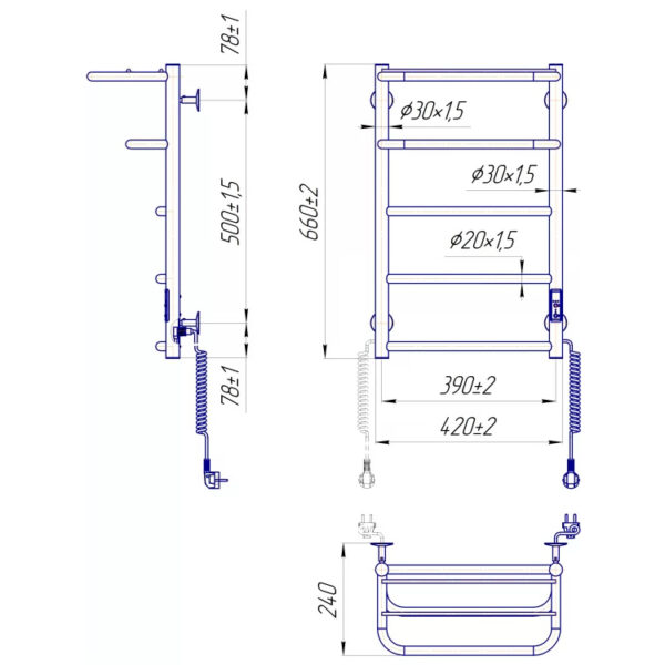 Полотенцесушитель электрический MARIO Hotel-I 650x430 TR K