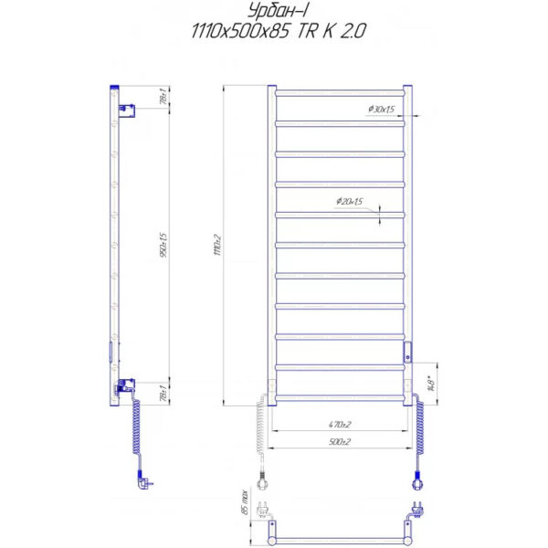 Полотенцесушитель электрический MARIO Урбан-I 1110x500/85 TR