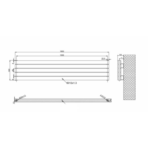 Дизайнерский радиатор отопления ARTTIDESIGN Livorno II G 5/340/1600/50 горизонтальный