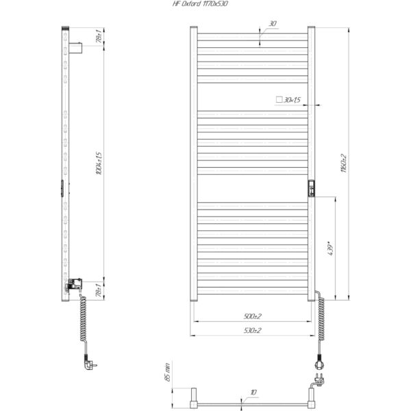 Полотенцесушитель электрический Hygge Family Oxford 1170x530 с