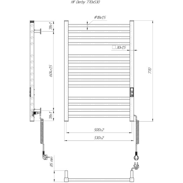 Полотенцесушитель электрический Hygge Family 770x530 с