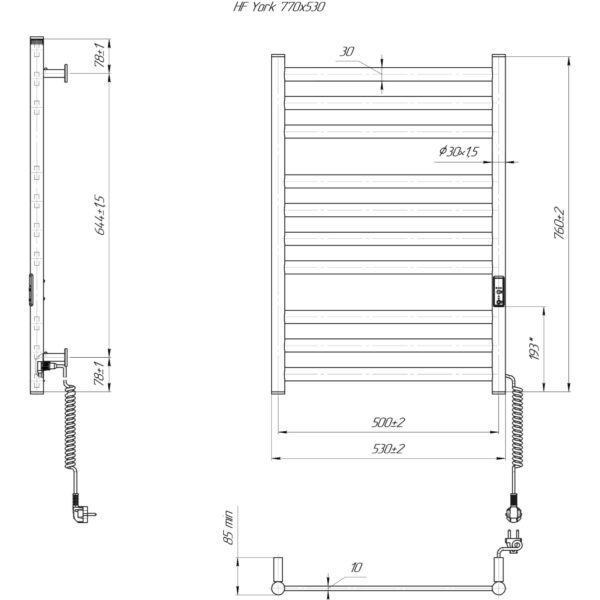 Полотенцесушитель электрический Hygge Family York 770x530 с