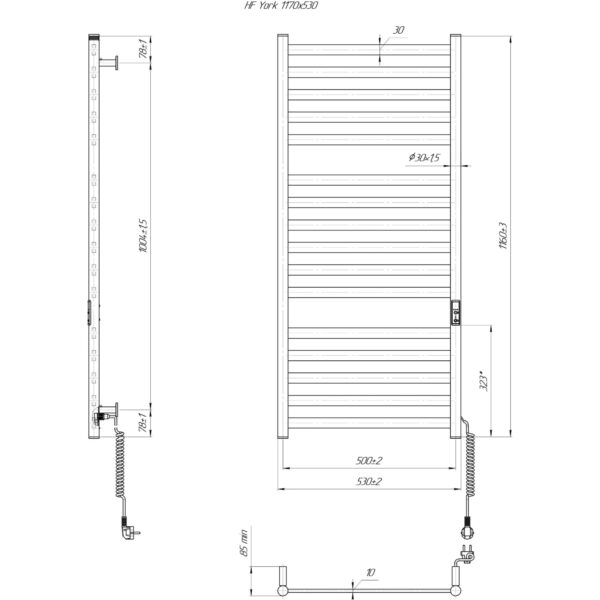 Полотенцесушитель электрический Hygge Family York 1170x530 с