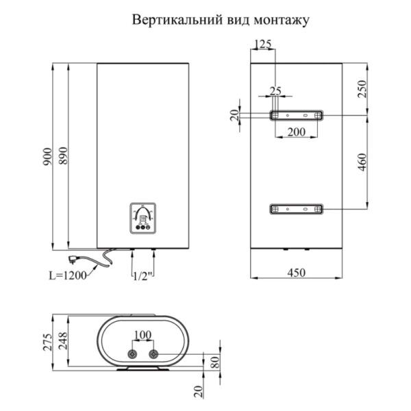 Водонагреватель накопительный Kroner Flacher сухой ТЭН, белый (K50F2-D)