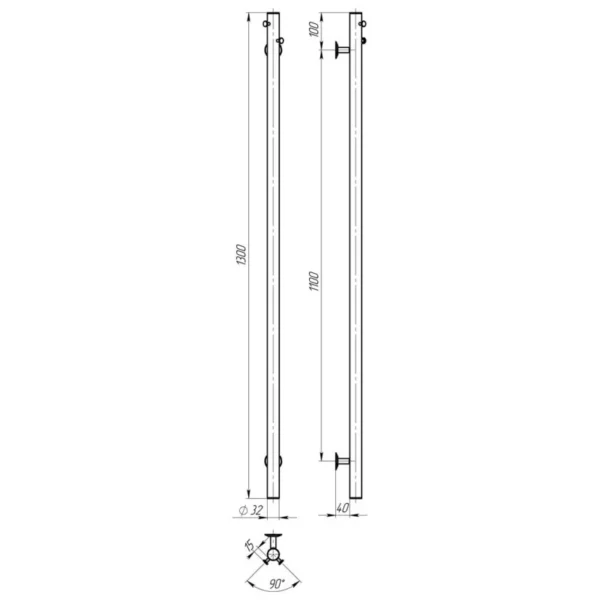 Полотенцесушитель электрический Deffi Chloe 30x1300 нержавеющая сталь