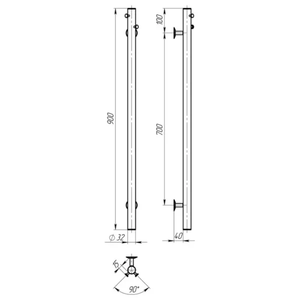 Полотенцесушитель электрический Deffi Chloe 30x900 нержавеющая сталь