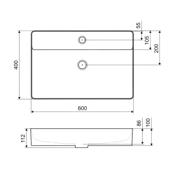 Раковина Excellent Rima 2.0 CEEX.4901.600.WH 600x400 прямоугольная, белая глянцевая