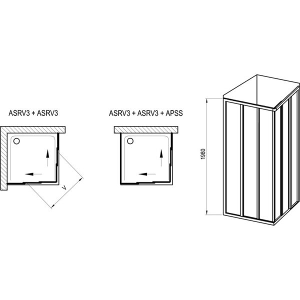 Душевая кабина квадратная RAVAK TRANSPARENT ASRV3-80 198 800x1980
