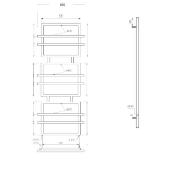 Полотенцесушитель универсальный Genesis Aqua Fadey 1400х630 вертикальный, черный (104001)