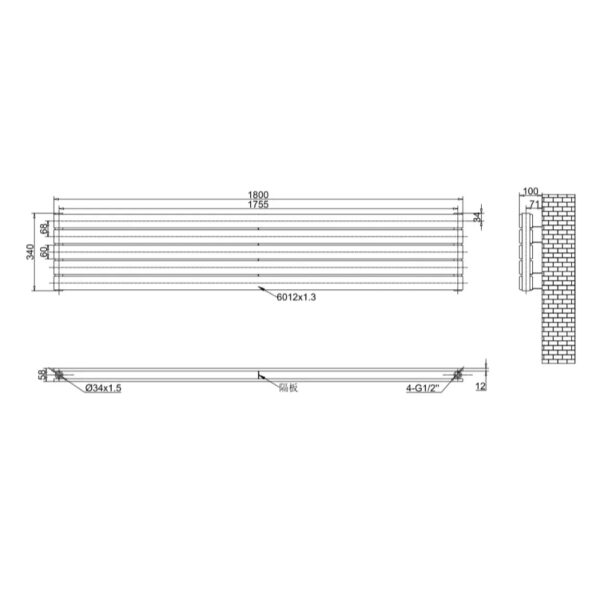 Дизайнерский радиатор отопления ARTTIDESIGN Livorno II G 5/340/1800/50