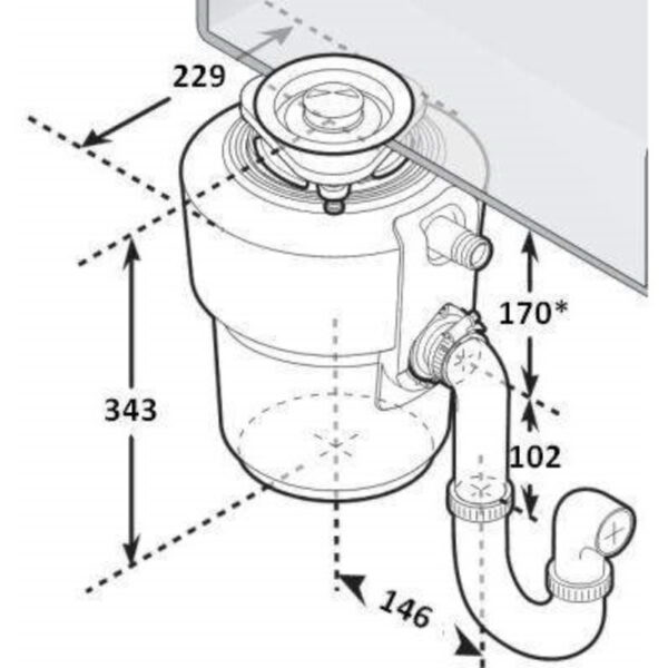 Измельчитель пищевых отходов In-Sink-Erator Model Model Evolution 200 1180 мл под мойку,