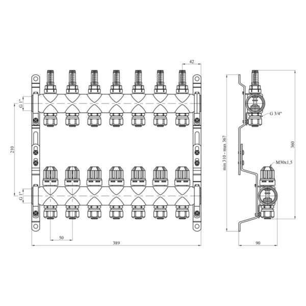 Коллектор теплого пола STA Classic 1/2″х25 ВН