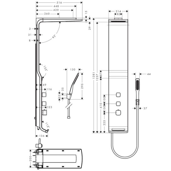 Душевая панель Hansgrohe Raindance Shower panel Lift 180 2jet, хром