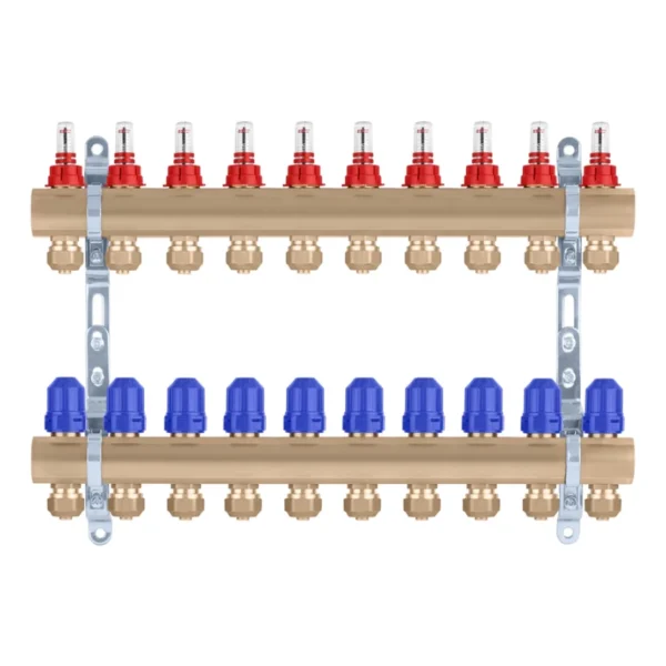 Коллектор теплого пола STA 3/4″х25 ВН 10-ый с измерителями расхода