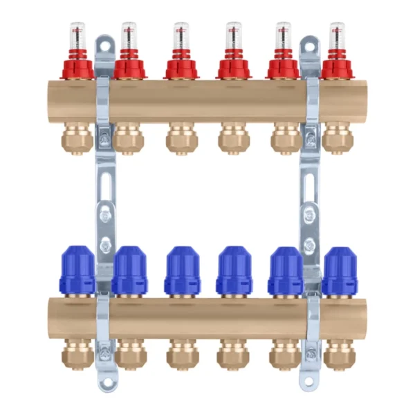 Коллектор теплого пола STA 3/4″х25 ВН 6-ый с измерителями расхода
