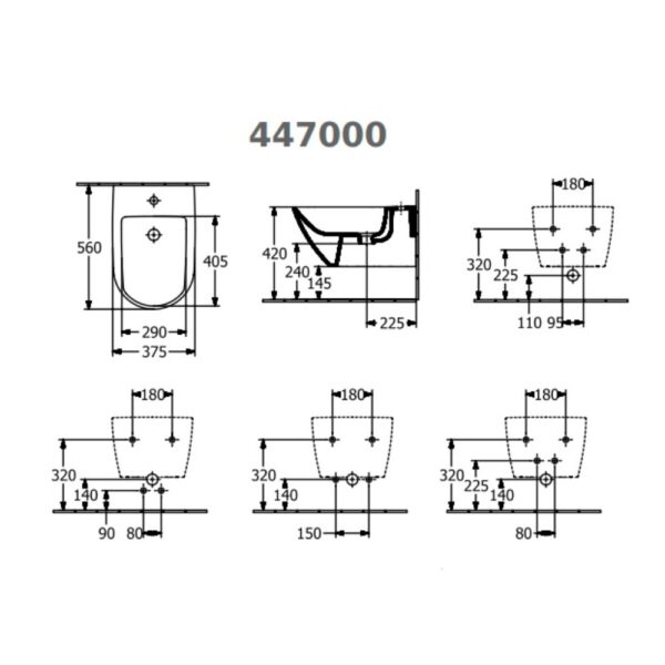 Биде подвесное Villeroy & Boch Subway 275x375 прямоугольное, овальное