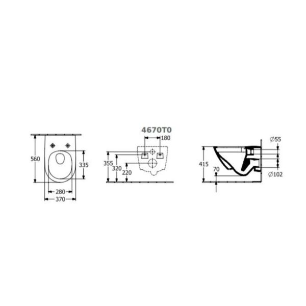 Унитаз подвесной Villeroy & Boch Subway 3.0 335×560 безободковый