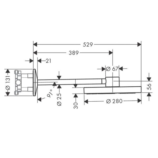 Верхний душ Axor One 280 2jet с кронштейном из стены, черный (48492670)