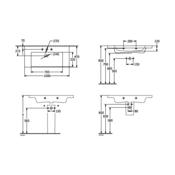 Раковина на столешницу Villeroy & Boch Subway 3.0 1300×470