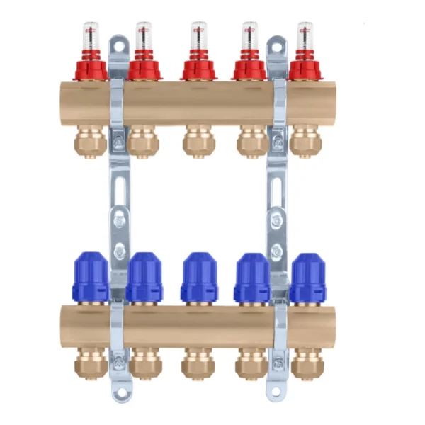 Коллектор теплого пола STA 3/4″х25 ВН 5-ый с измерителями расхода