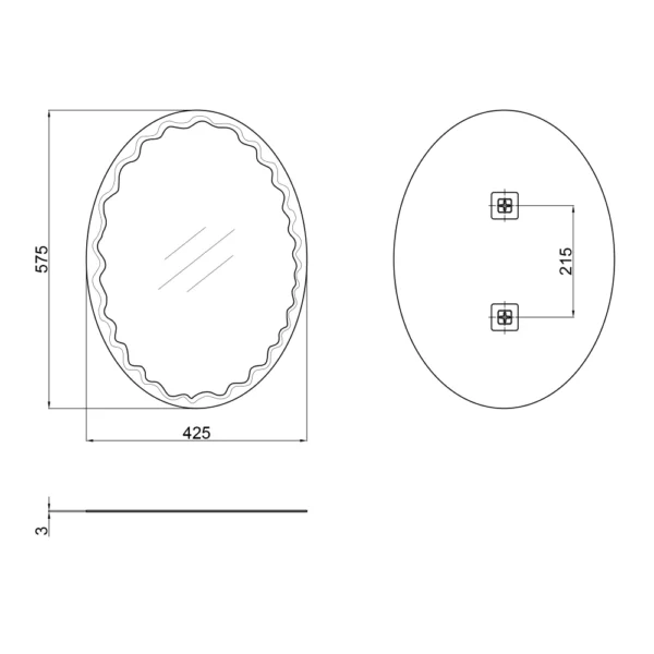 Зеркало для ванной комнаты Lidz Latwa 575х425 овальное (LD78LA4257)