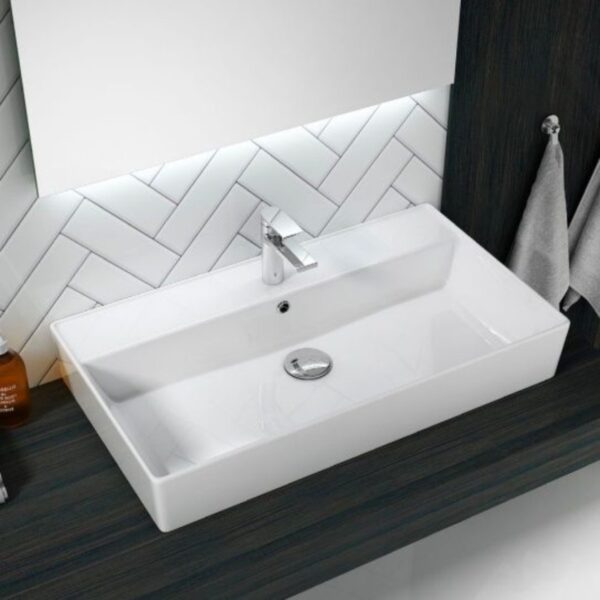 Раковина подвесная Quarter Bath Cross Line 800×450 прямоугольная, белая