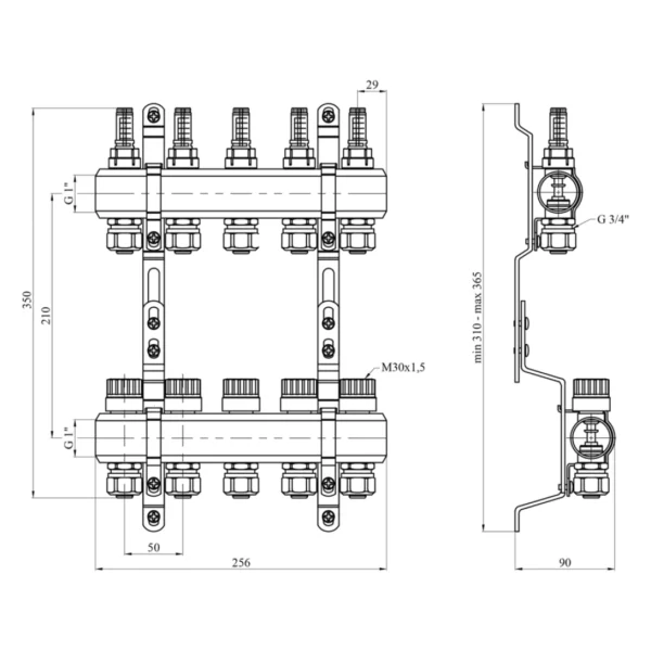 Коллектор теплого пола STA 3/4″х25 ВН