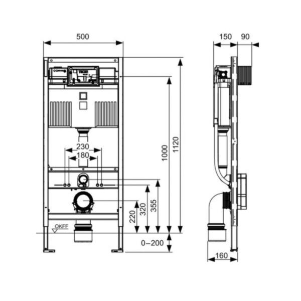 Инсталляция для унитаза TECE Base Tece 1120×500, с бачком 10 л, красная