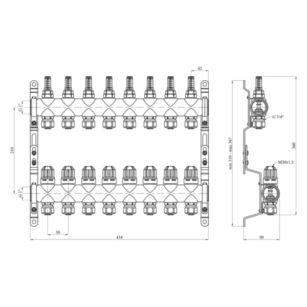 Коллектор теплого пола STA Classic 1/2″х25 ВН