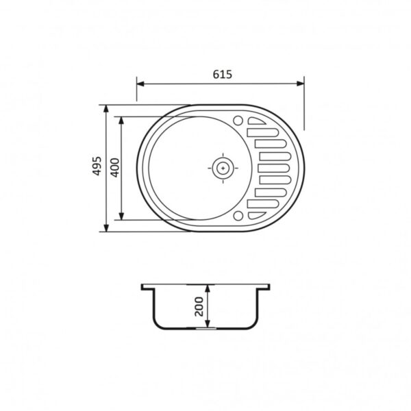 Гранитная мойка врезная Adamant OVUM 615х495 с крылом