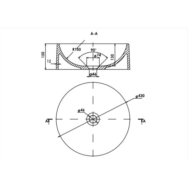 Умывальник накладной Amidicon Sfera 430x430 круглый, белый