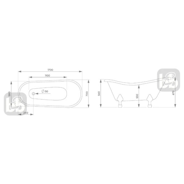 Ванна отдельностоящая IMPRESE EVA 670x700 овальная акрил,