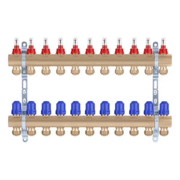 Коллектор теплого пола STA 3/4″х25 ВН 11-ый с измерителями расхода