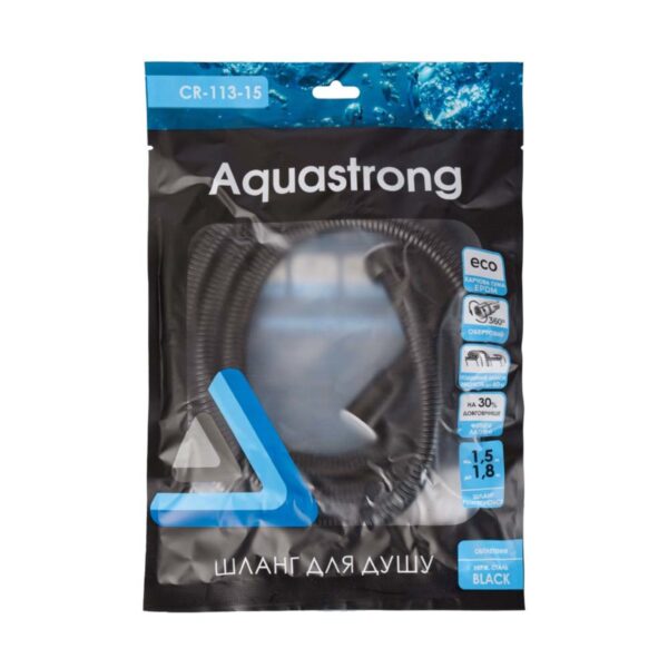 Шланг для душа Aquastrong PVC 1,5-1,8 м, черный