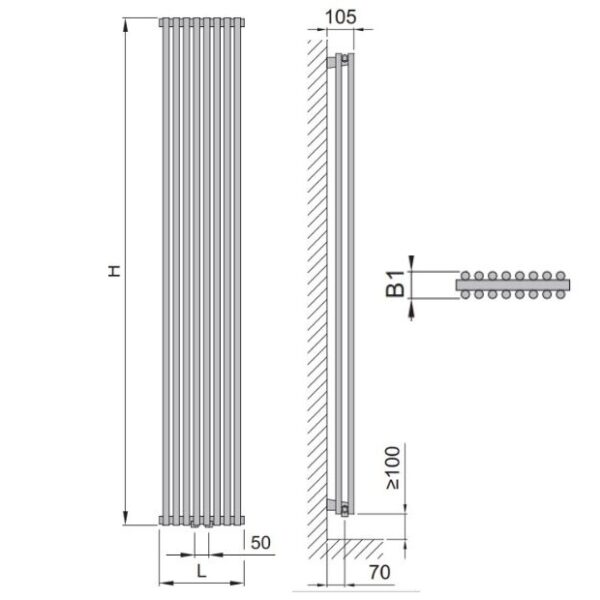 Дизайнерский вертикальный радиатор ISAN Melody Aruba Double 1800x300