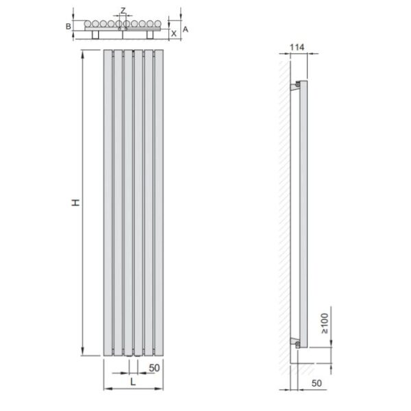 Дизайнерский вертикальный радиатор ISAN Melody Akros 1500x350