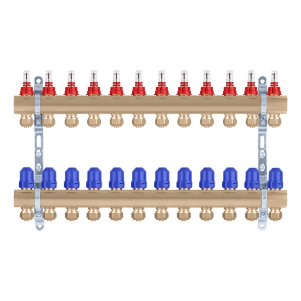 Коллектор теплого пола STA 3/4″х25 ВН 12-ый с измерителями расхода